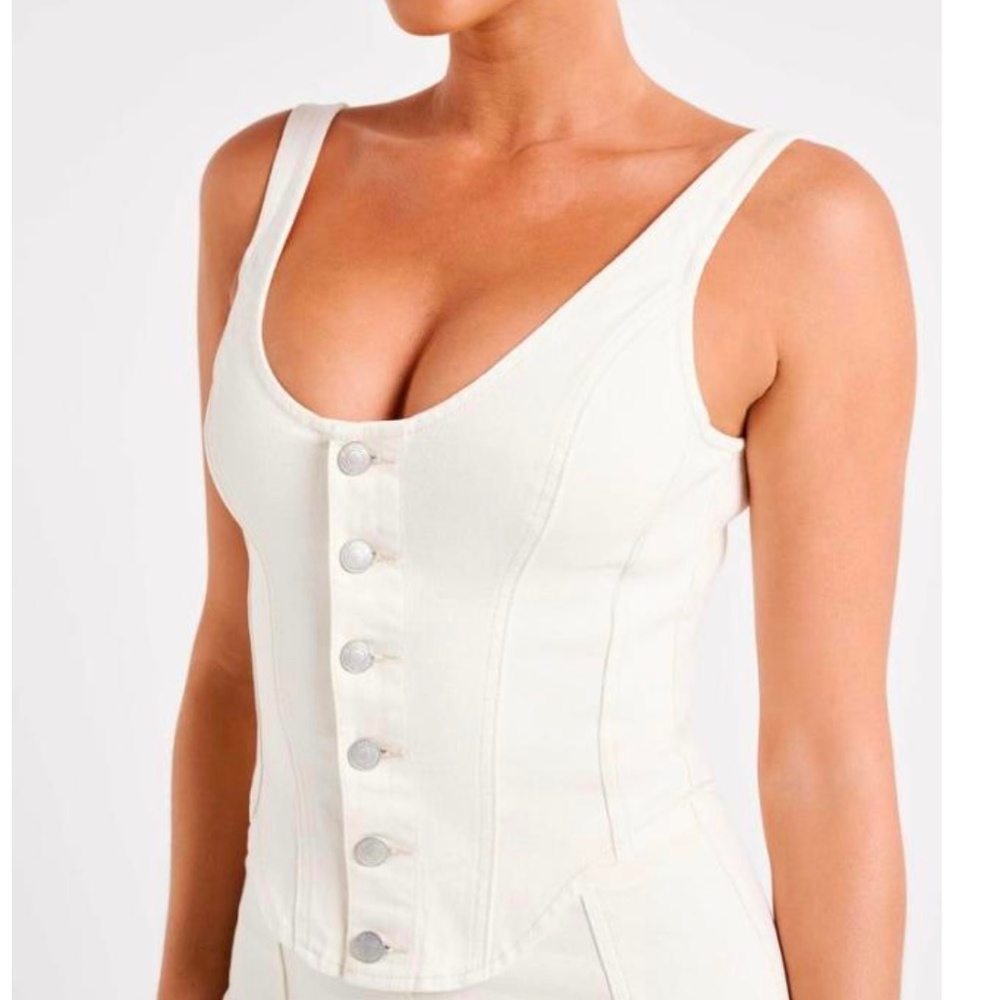 MESHKI CORSET DENIM TOP